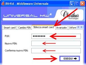 sblocco smart card aruba|arubasign software.